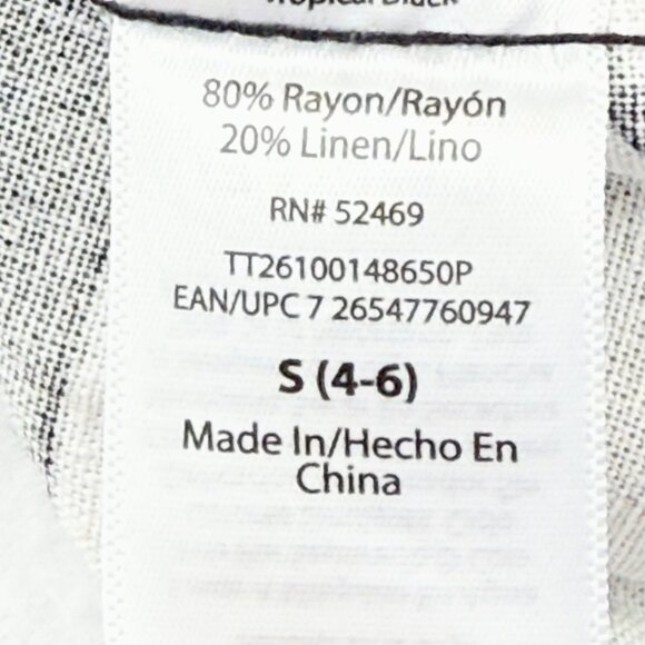 Time And Tru Women's Linen Blend Tropical Black Shorts S (4-6) Elastic Back NWT - Picture 6 of 10